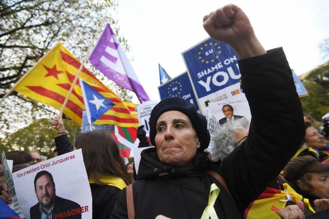 راهپیمایی حامیان استقلال کاتالونیا در بروکسل